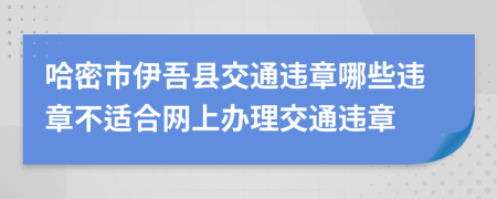 哈密市伊吾县交通违章哪些违章不适合网上办理交通违章