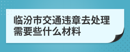 临汾市交通违章去处理需要些什么材料