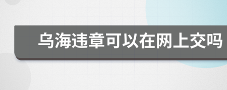 乌海违章可以在网上交吗