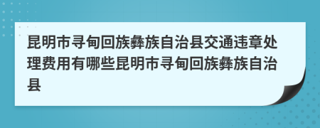 昆明市寻甸回族彝族自治县交通违章处理费用有哪些昆明市寻甸回族彝族自治县