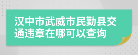 汉中市武威市民勤县交通违章在哪可以查询