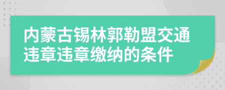 内蒙古锡林郭勒盟交通违章违章缴纳的条件