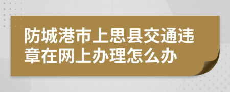 防城港市上思县交通违章在网上办理怎么办