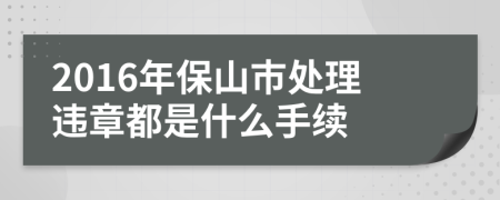 2016年保山市处理违章都是什么手续