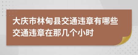 大庆市林甸县交通违章有哪些交通违章在那几个小时