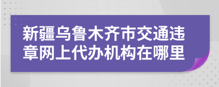 新疆乌鲁木齐市交通违章网上代办机构在哪里