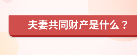 夫妻共同财产是什么？