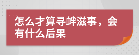 怎么才算寻衅滋事，会有什么后果