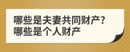 哪些是夫妻共同财产?哪些是个人财产