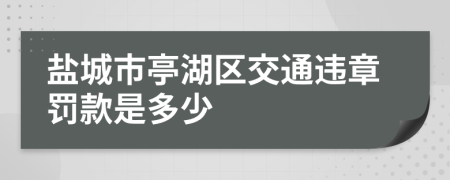 盐城市亭湖区交通违章罚款是多少