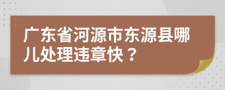 广东省河源市东源县哪儿处理违章快？