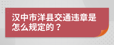 汉中市洋县交通违章是怎么规定的？