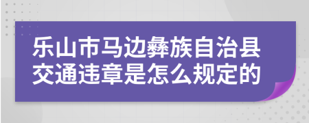 乐山市马边彝族自治县交通违章是怎么规定的