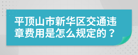 平顶山市新华区交通违章费用是怎么规定的？