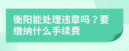 衡阳能处理违章吗？要缴纳什么手续费