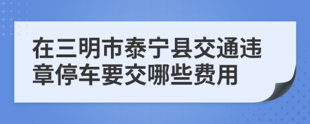 在三明市泰宁县交通违章停车要交哪些费用