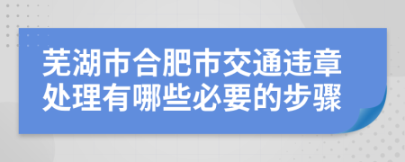 芜湖市合肥市交通违章处理有哪些必要的步骤