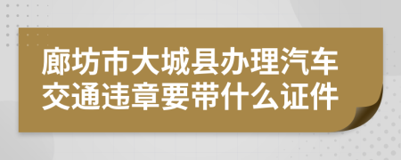 廊坊市大城县办理汽车交通违章要带什么证件
