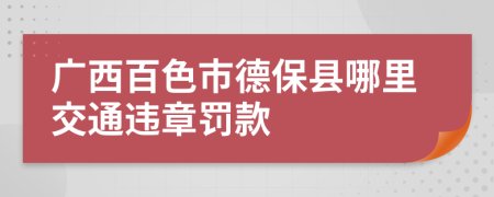 广西百色市德保县哪里交通违章罚款