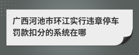 广西河池市环江实行违章停车罚款扣分的系统在哪