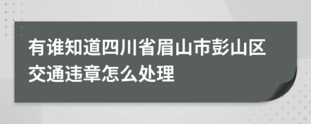 有谁知道四川省眉山市彭山区交通违章怎么处理