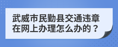 武威市民勤县交通违章在网上办理怎么办的？