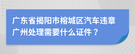 广东省揭阳市榕城区汽车违章广州处理需要什么证件？