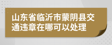 山东省临沂市蒙阴县交通违章在哪可以处理