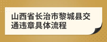 山西省长治市黎城县交通违章具体流程