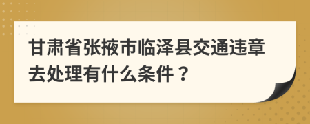 甘肃省张掖市临泽县交通违章去处理有什么条件？