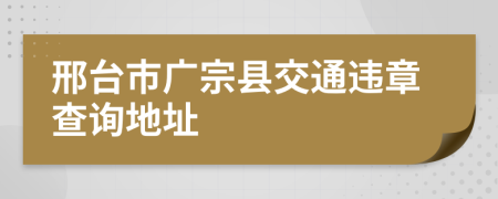 邢台市广宗县交通违章查询地址