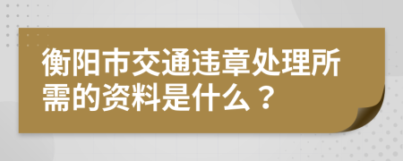 衡阳市交通违章处理所需的资料是什么？