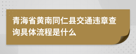 青海省黄南同仁县交通违章查询具体流程是什么