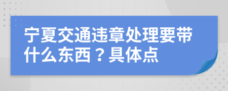 宁夏交通违章处理要带什么东西？具体点