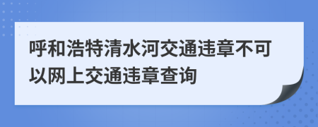 呼和浩特清水河交通违章不可以网上交通违章查询