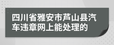 四川省雅安市芦山县汽车违章网上能处理的