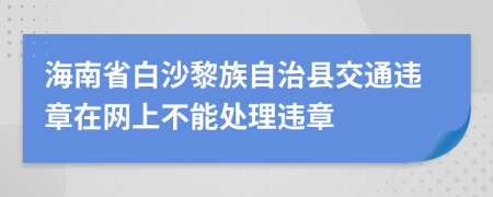 海南省白沙黎族自治县交通违章在网上不能处理违章
