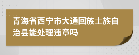 青海省西宁市大通回族土族自治县能处理违章吗