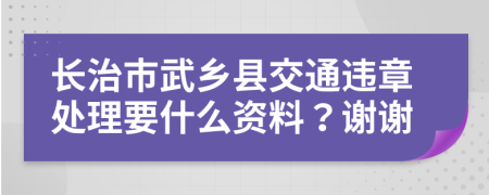 长治市武乡县交通违章处理要什么资料？谢谢