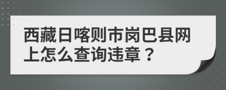 西藏日喀则市岗巴县网上怎么查询违章？