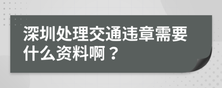 深圳处理交通违章需要什么资料啊？