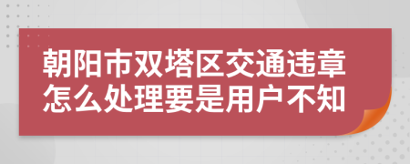 朝阳市双塔区交通违章怎么处理要是用户不知