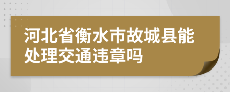 河北省衡水市故城县能处理交通违章吗