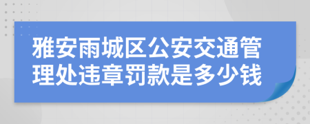 雅安雨城区公安交通管理处违章罚款是多少钱