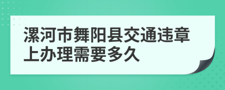 漯河市舞阳县交通违章上办理需要多久