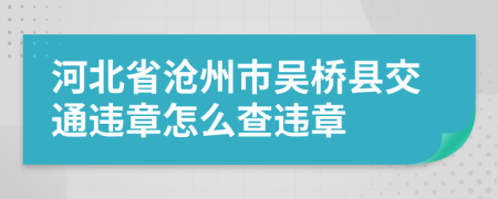 河北省沧州市吴桥县交通违章怎么查违章