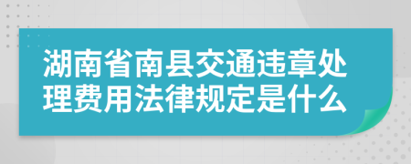 湖南省南县交通违章处理费用法律规定是什么