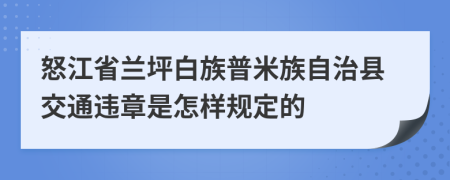 怒江省兰坪白族普米族自治县交通违章是怎样规定的