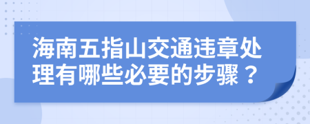 海南五指山交通违章处理有哪些必要的步骤？