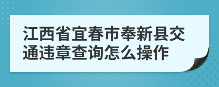 江西省宜春市奉新县交通违章查询怎么操作